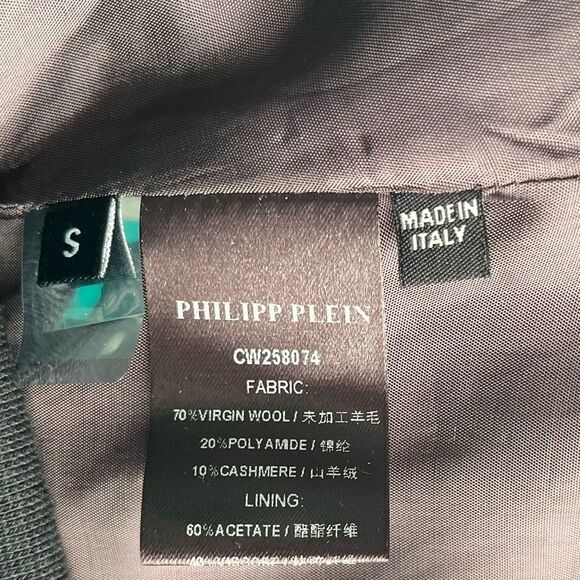 Philipp Plein Couture Grey Poncho with Calf Leather Studded Collar - NWOT - Picture 9 of 12